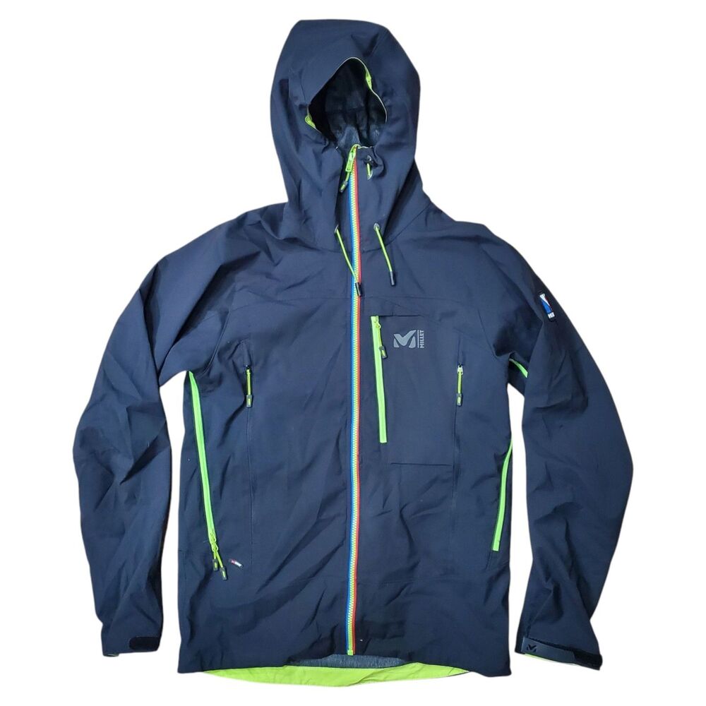 MILLET Jacket Mens Medium Black WINDSTOPPER Full-Zip Pockets Hooded Outdoor